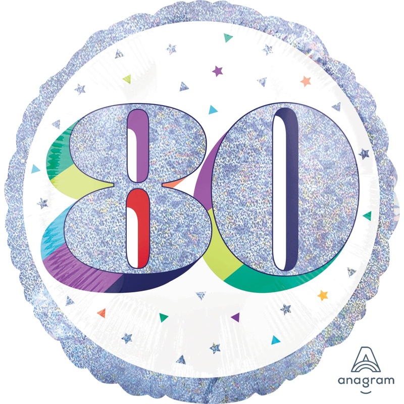 18" Holographic Jumbo Number Balloon Shape 80 Foil Balloon