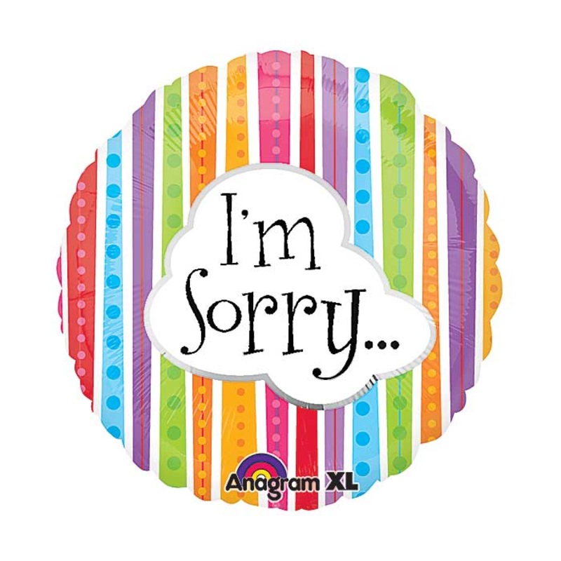 18" I'm Sorry Colorful Lines Balloon Packaged