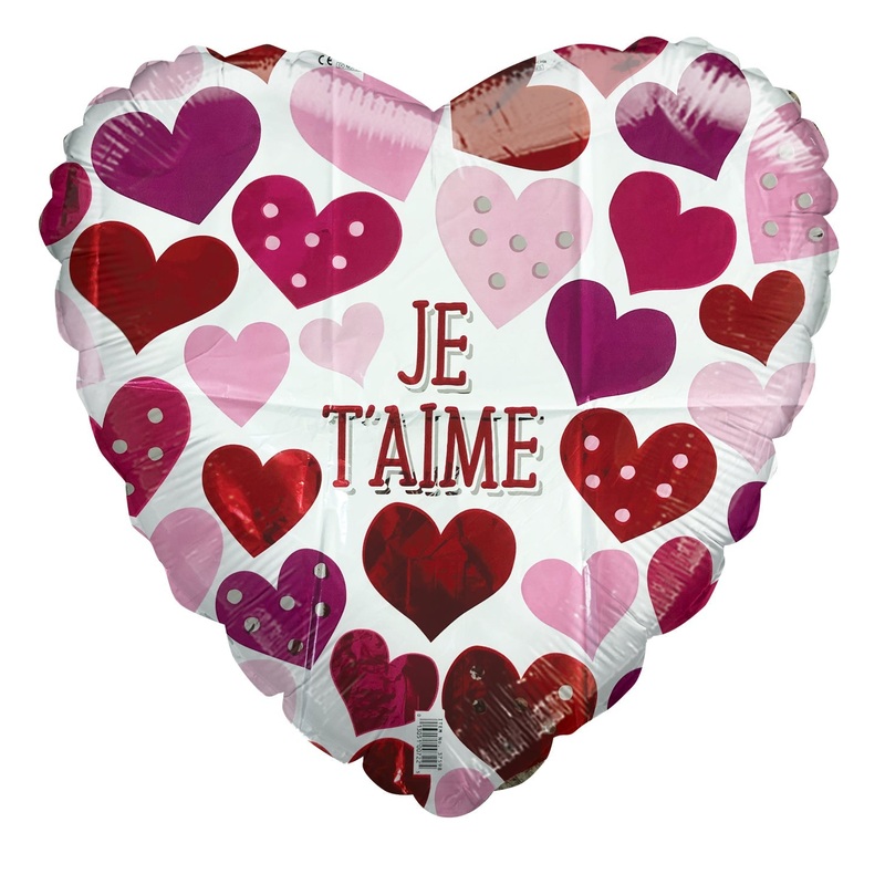 18" Je Taime Love Hearts Foil Balloon