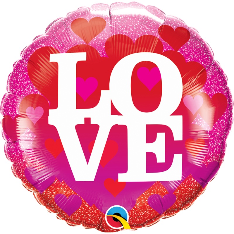 18" Love Hearts & Glitter Foil Balloon