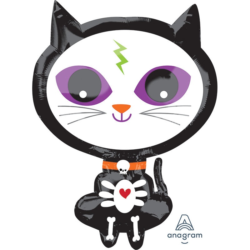 21" Junior Shape Skelly Kitty Foil Balloon