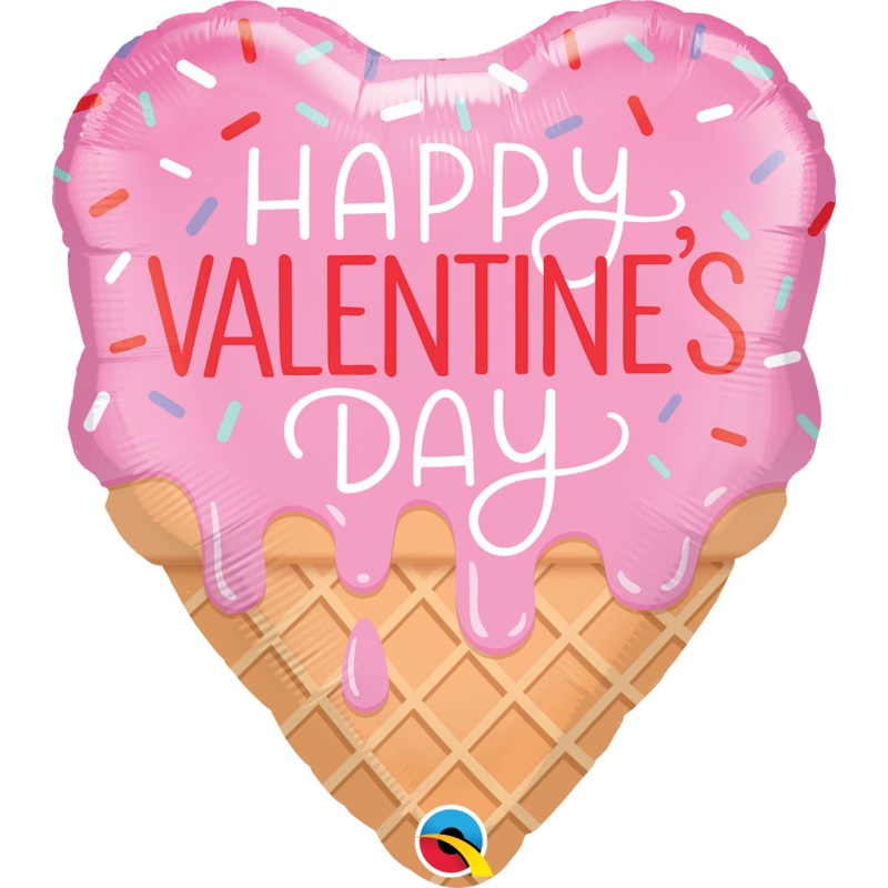 21" Shape Valentine's Waffle Cone Foil Balloon