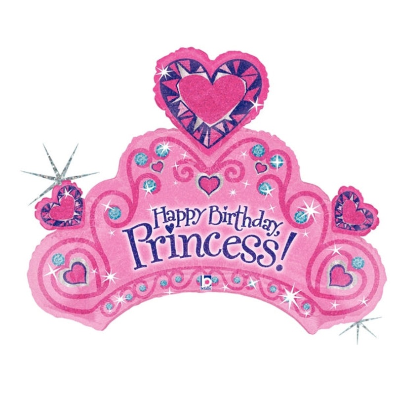 34" Holographic Shape Balloon Happy Birthday Princess
