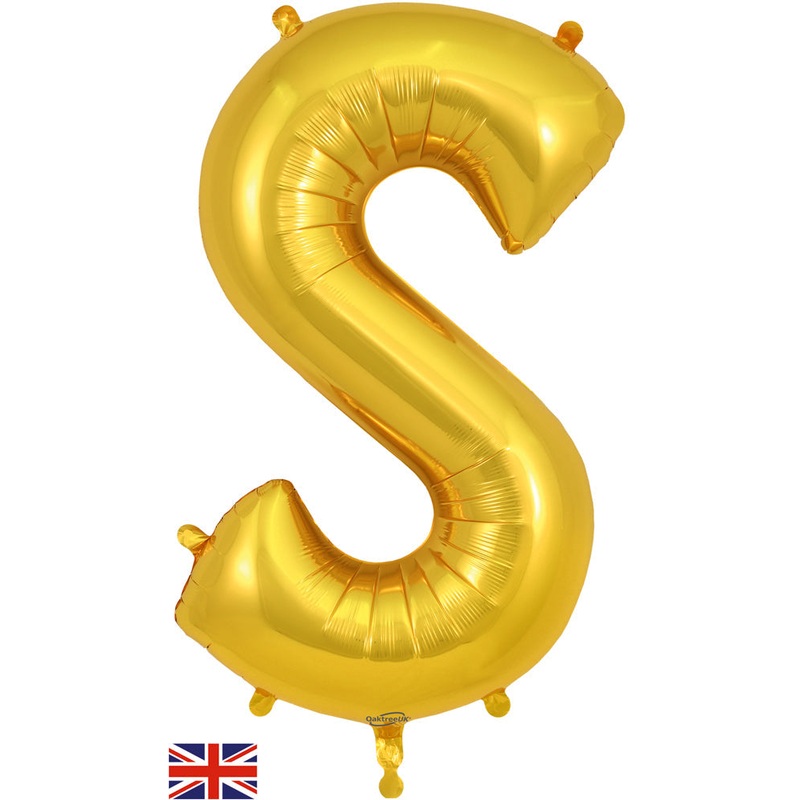 34" Letter S Gold Oaktree Brand Foil Balloon