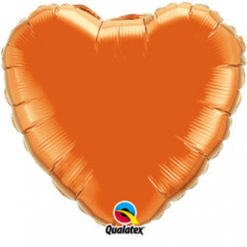 4" Airfill Only Orange Solid Color Heart Foil Balloon