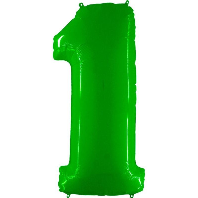 40" (34" Inflated) Foil Shape Balloon Number 1 Fluorescence Lime