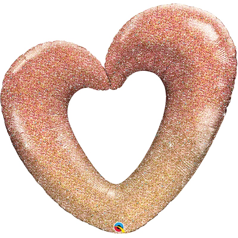 42" Rose Gold Glitter Ombre Heart Foil Balloon
