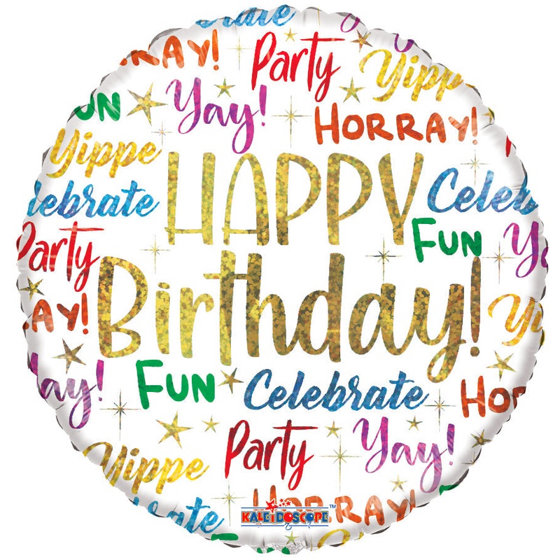 9" Airfill Only Birthday Messages Holographic Foil Balloon