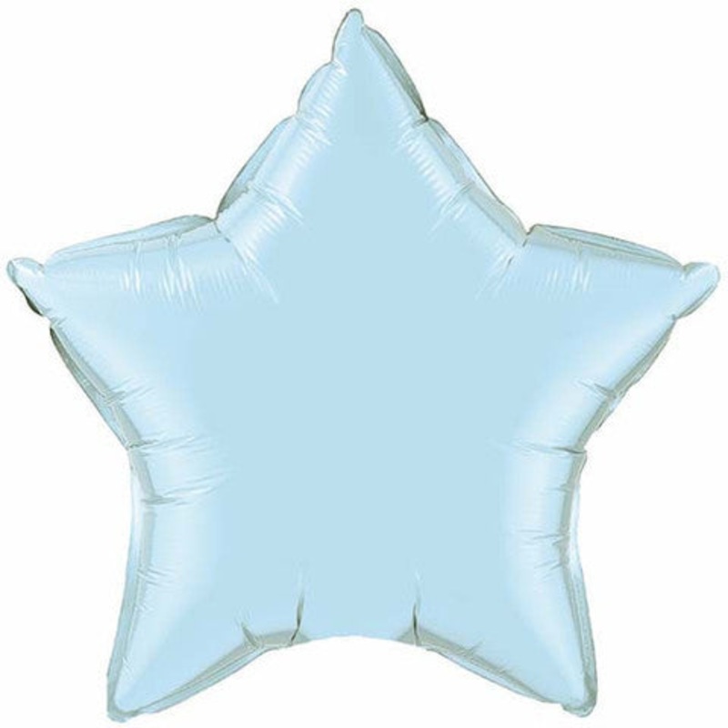 9" Pearl Light Blue Solid Color Star Airfill Only Balloon