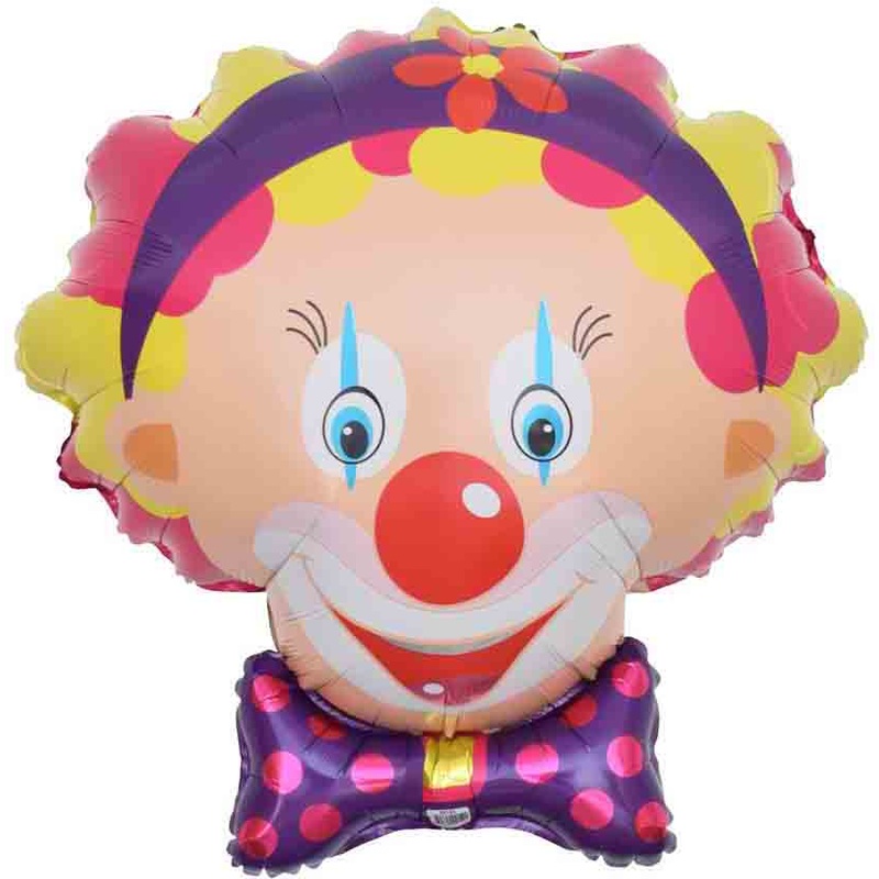 10" Airfill Only Clown With Headband Foil Balloon