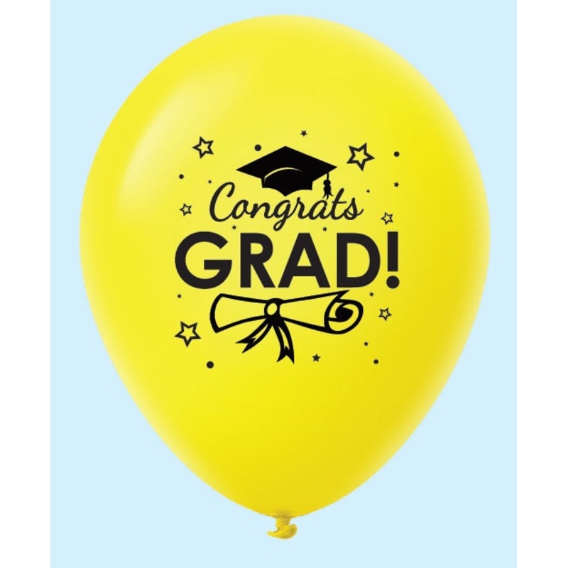 11" Congrats Grad Latex Balloons (25 Count) Yellow