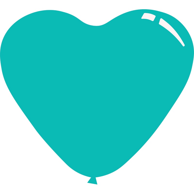 11" Deco Tiffany Blue Decomex Heart Shaped Latex Balloons (100 Per Bag)