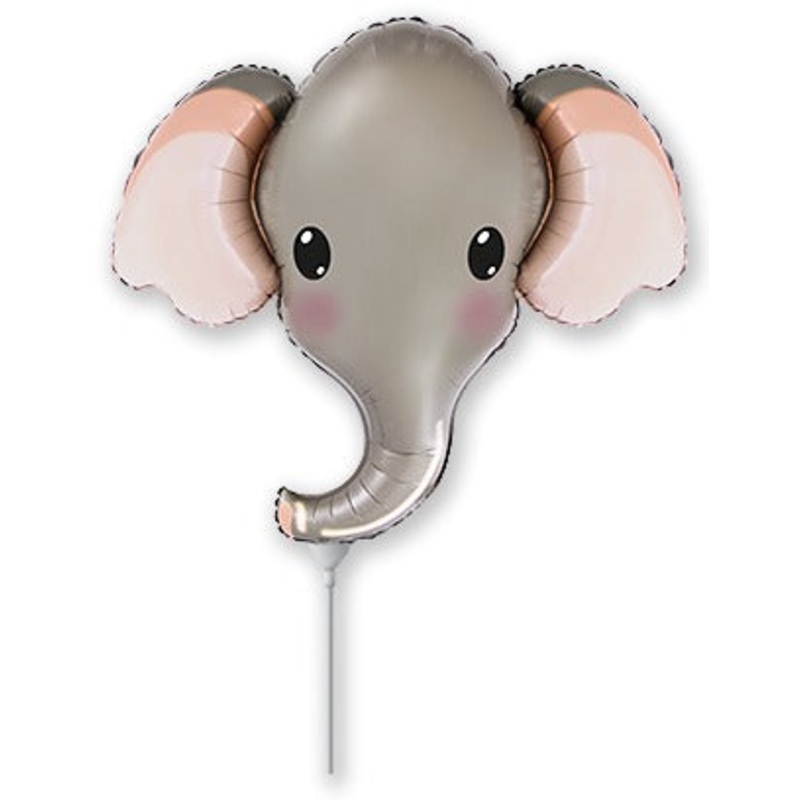 12" Airfill Only Grey Elephant Head Mini Foil Balloon