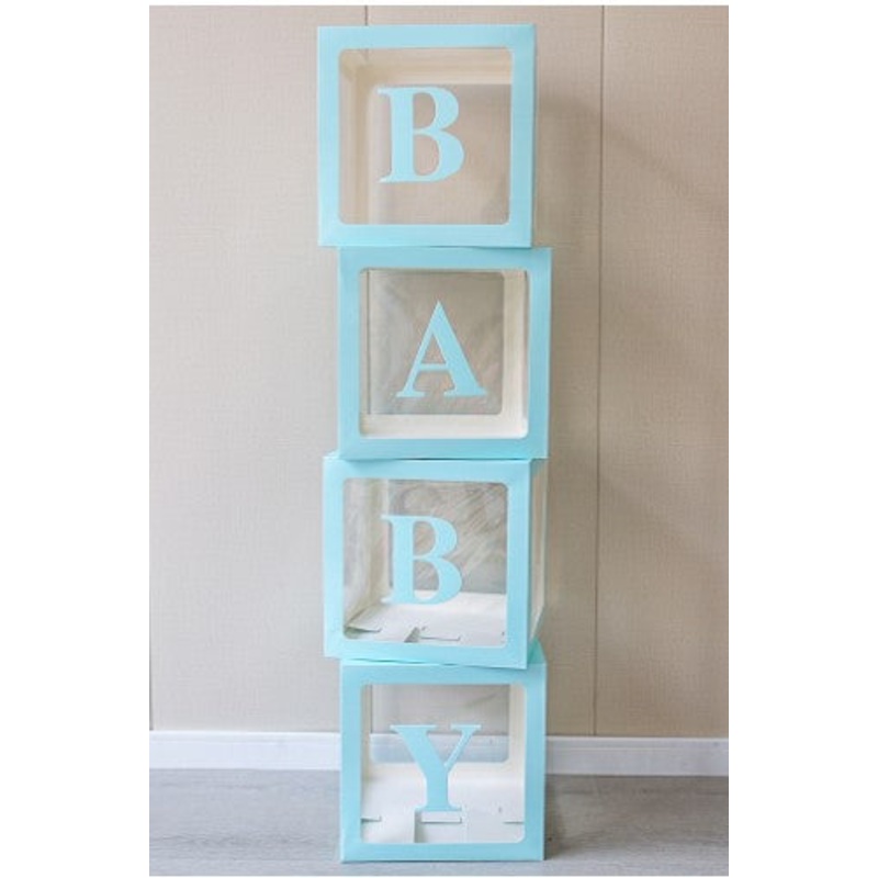 12" Blue Stuffing Balloon Box (4 pcs) Use with/without sticker "Baby"