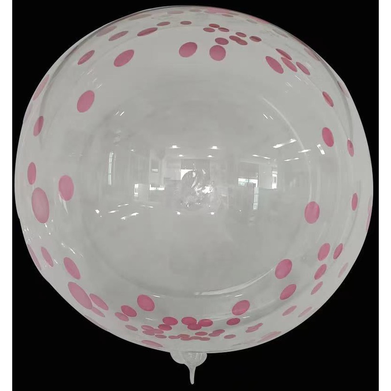 18" Dot Printed Bobo Balloon Pre Stretched Fushia(10 Per Bag)