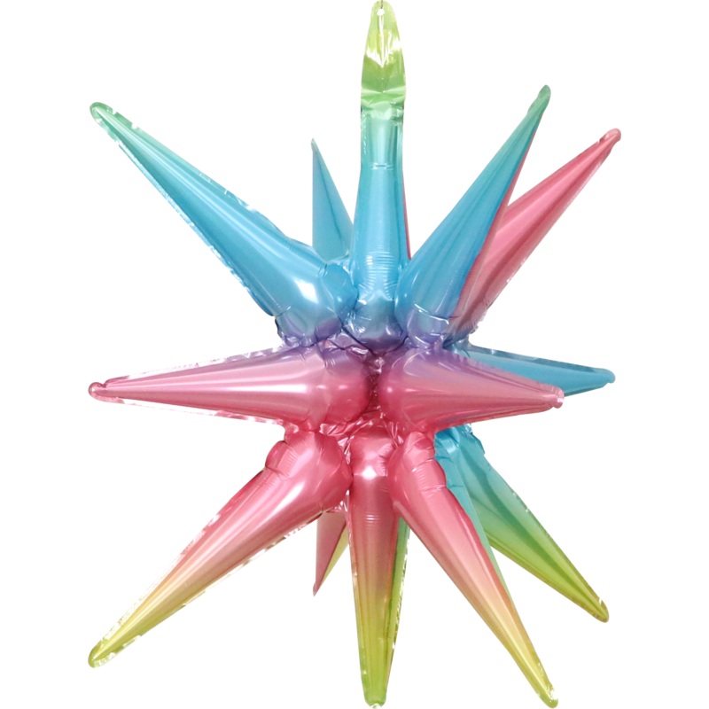 22" Airfill Only Pop Star Starburst Magic Foil Balloon (One Piece) Rainbow