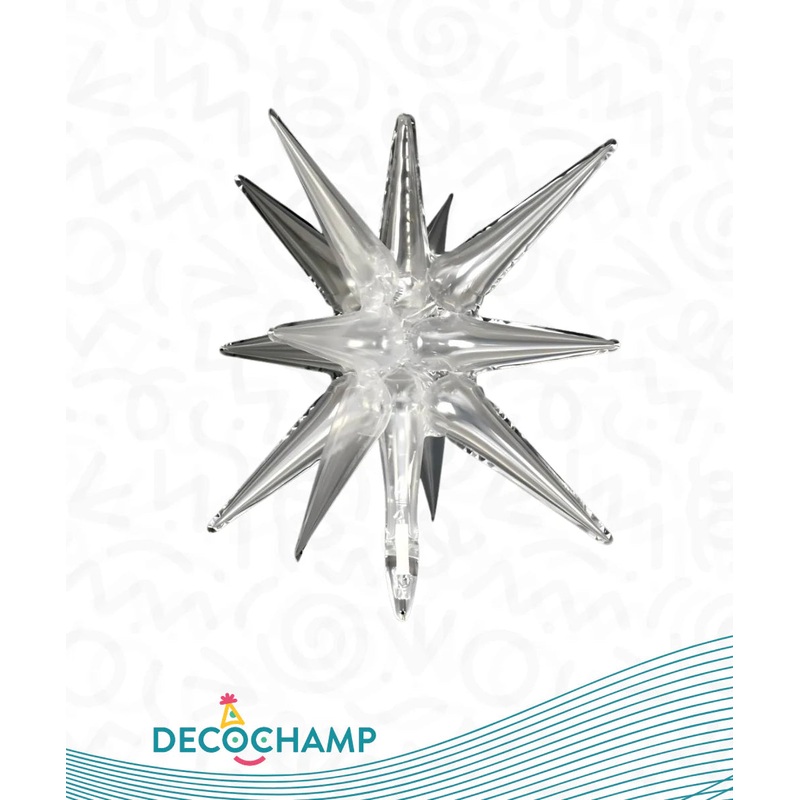 22" Decochamp Brand Deco Starburst Clear Balloon