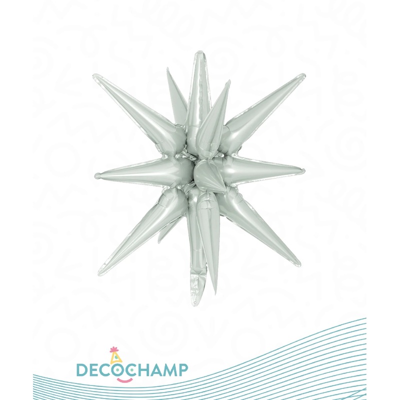 22" Decochamp Brand Starburst Grey Foil Balloon