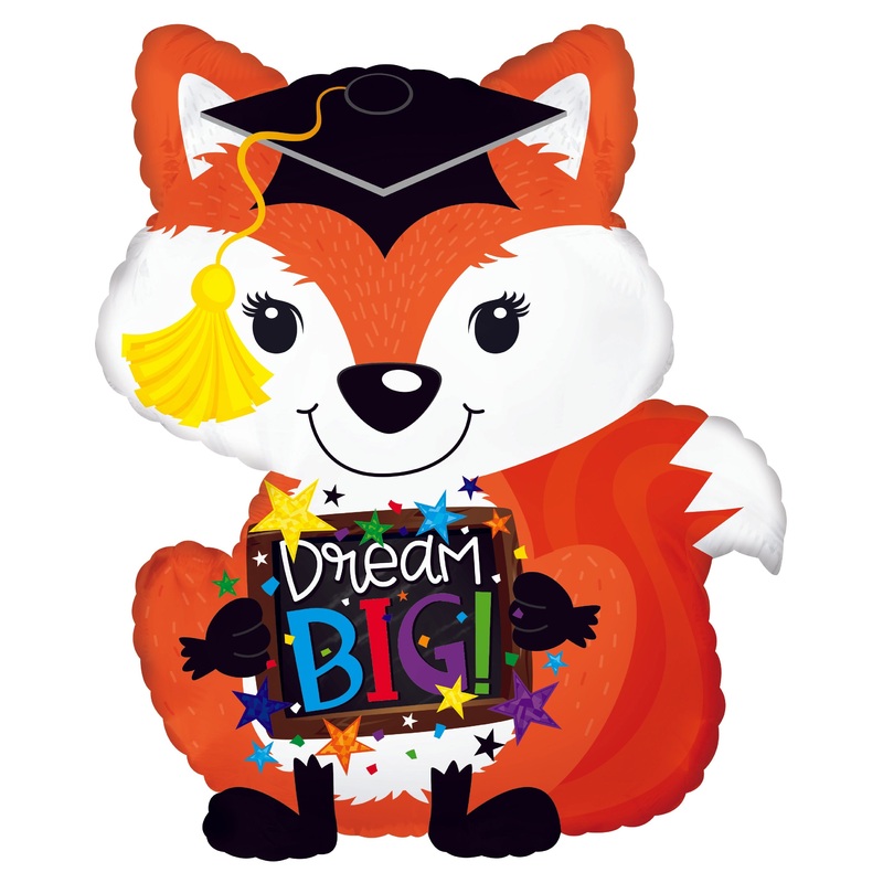 22" Dream Big Grad Fox Foil Balloon
