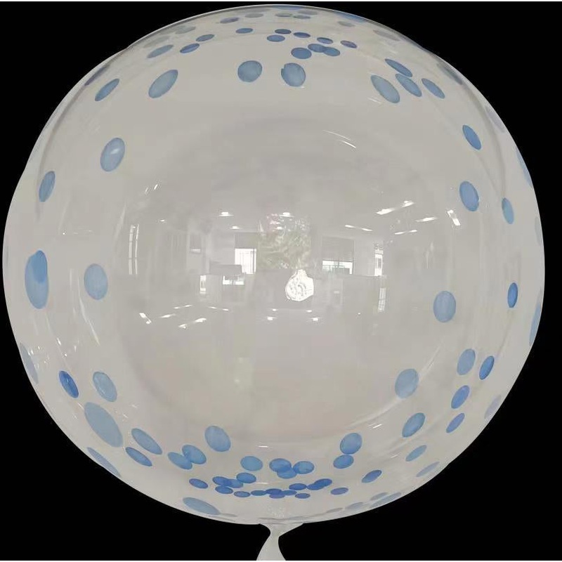 24" Dot Printed Bobo Balloon Pre Stretched Blue (10 Per Bag)