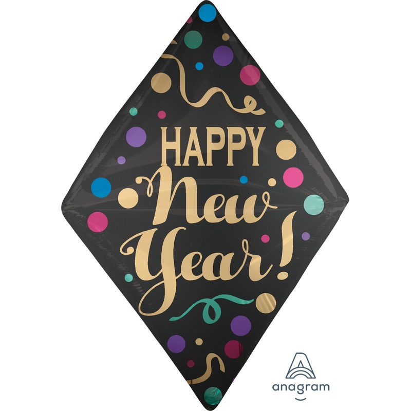 25" Anglez Happy New Years Satin Dots Foil Balloon