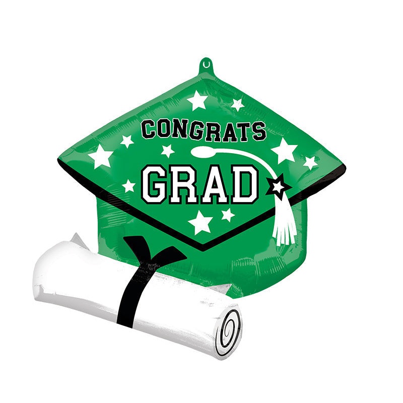 25" SuperShape School Colors Be True to Your School Grad - Green Foil Balloon