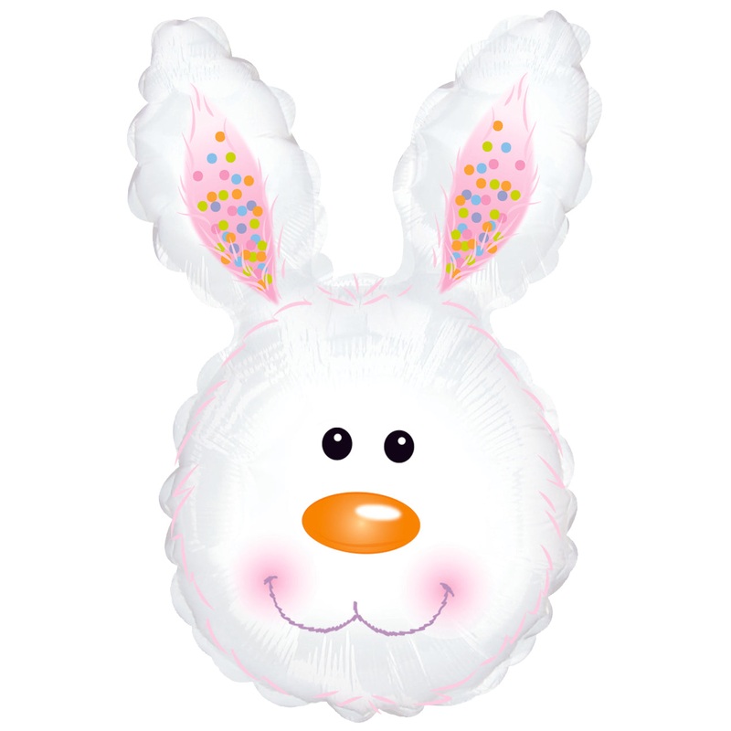 31" Bunny Head White Foil Balloon