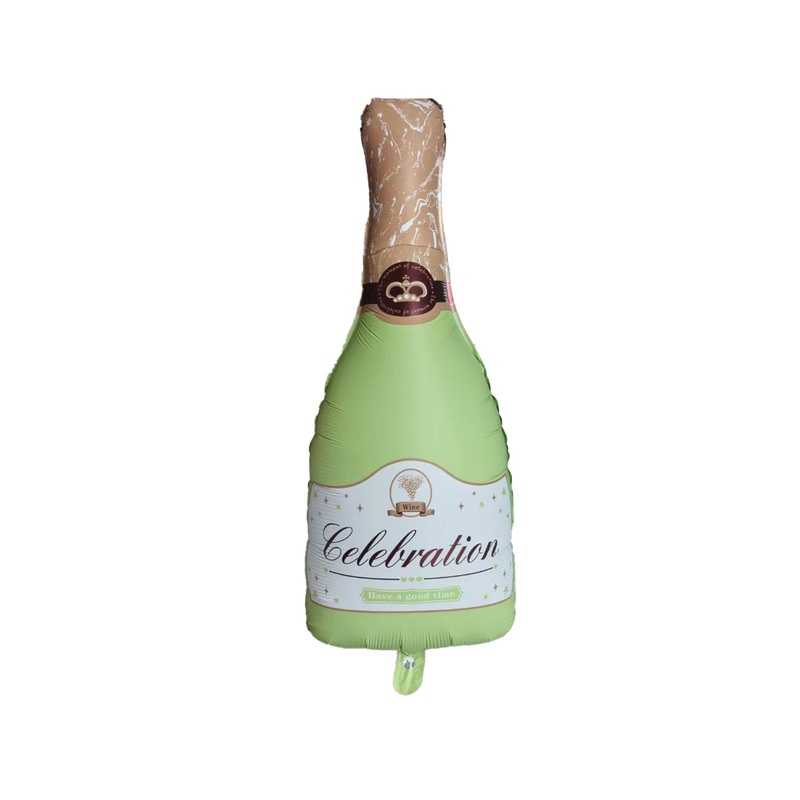 33" Matte Green Wine Champagne Celebration Bottle Foil Balloon