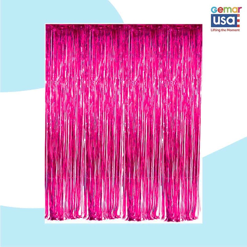 36" X 96" Foil Fringe Tinsel Curtain Backdrop Gemar Hot Pink/Fushia