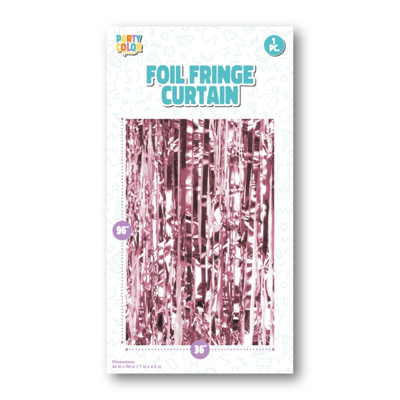 36" X 96" Foil Fringe Tinsel Curtain Backdrop Party Color Rose Gold Matte
