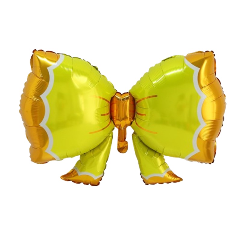 36" Yellow and Gold Bows Bowknot Foil Balloon