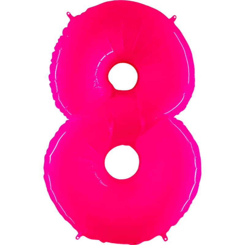 40" (34" Inflated) Foil Shape Balloon Number 8 Fluorescence Pink