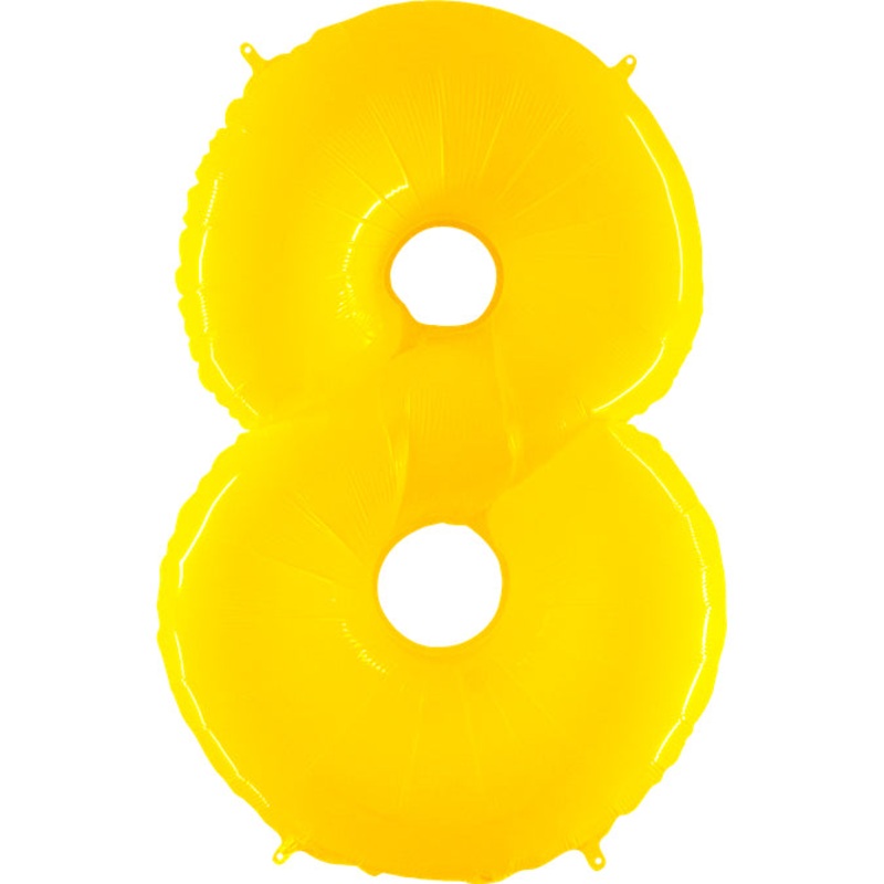40" (34" Inflated) Foil Shape Balloon Number 8 Fluorescence Yellow