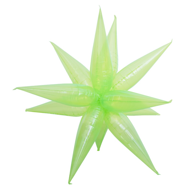 40" Airfill Decor Only Green Semi Transparent Crystal Starburst (12 Piece Kit) Balloon