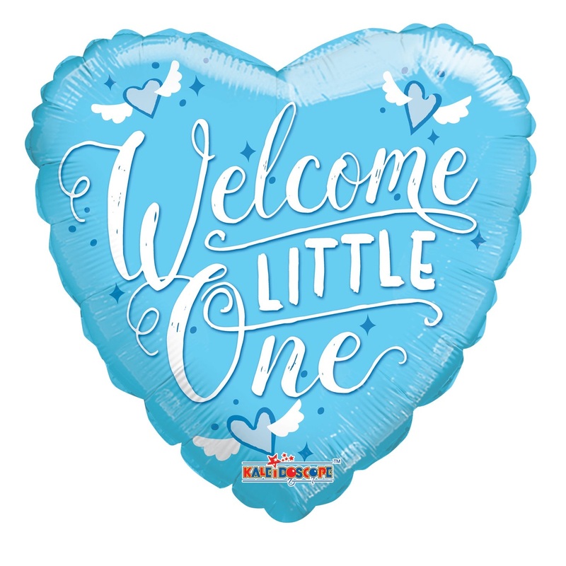 9" Airfill Only Heart Welcome Little One Blue Balloon