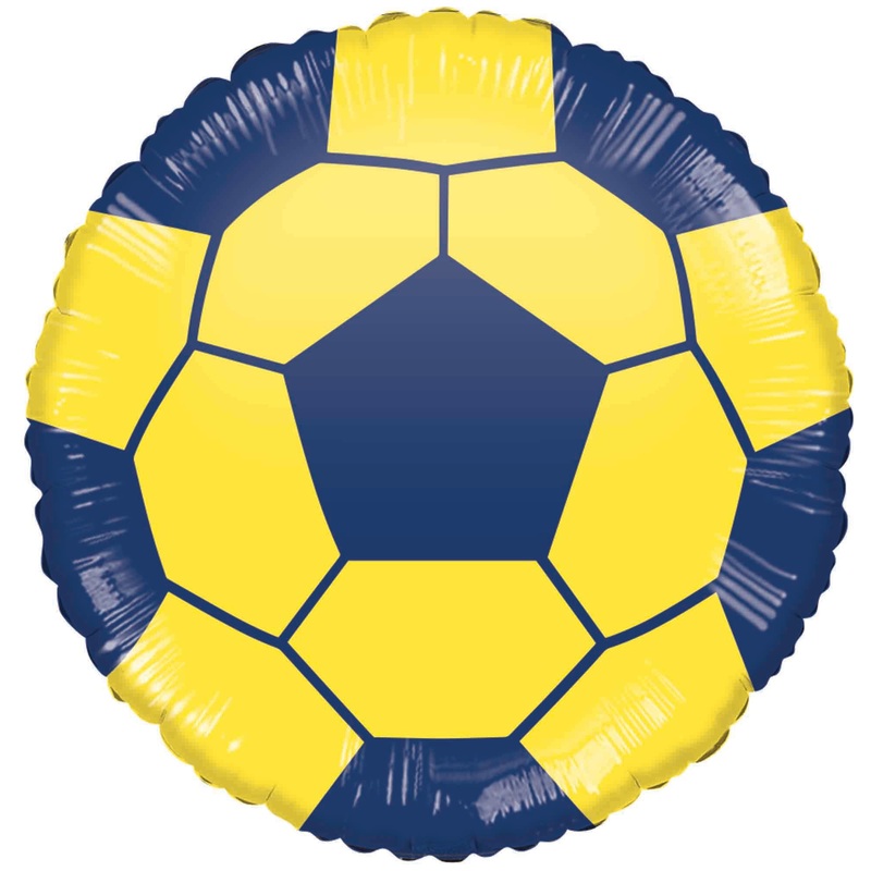 10" Airfill Only Football Yellow/Blue Foil Balloon