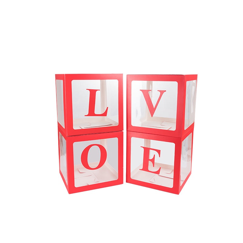 12" Red Stuffing Balloon Box (4 pcs) Use with/without sticker "Love"