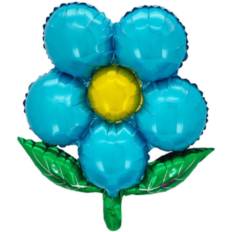 18" Airfill Only Flower Flower Foil With Leave Petals Balloons Light Blue