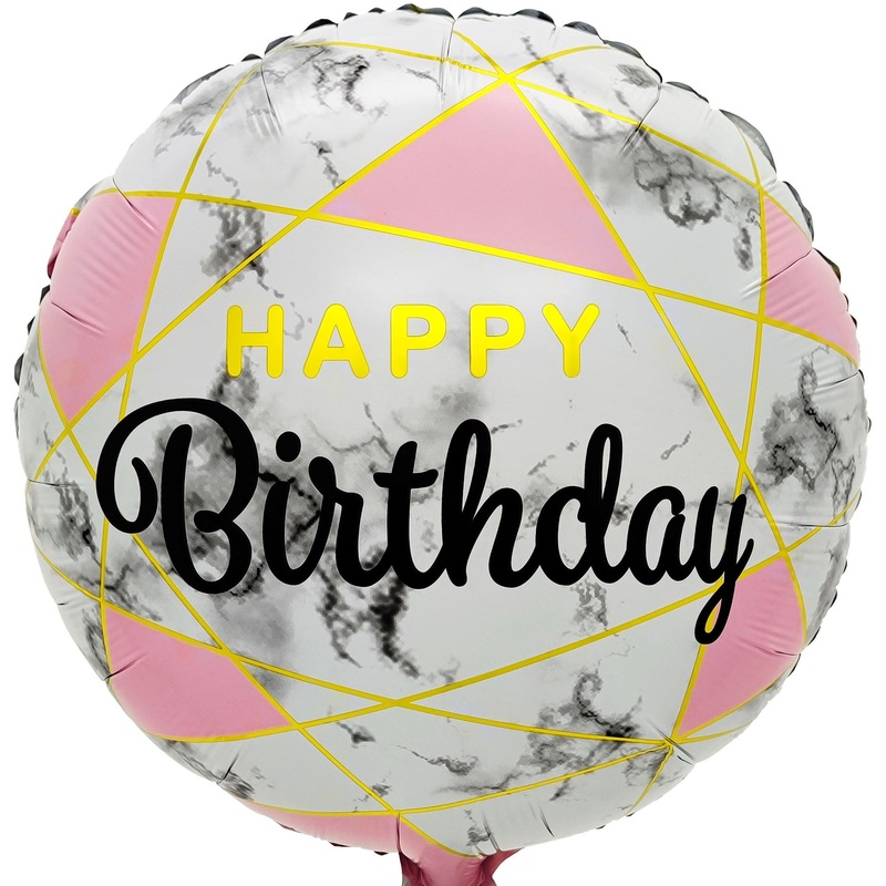 18" Marble Pattern Happy Birthday Foil Balloon