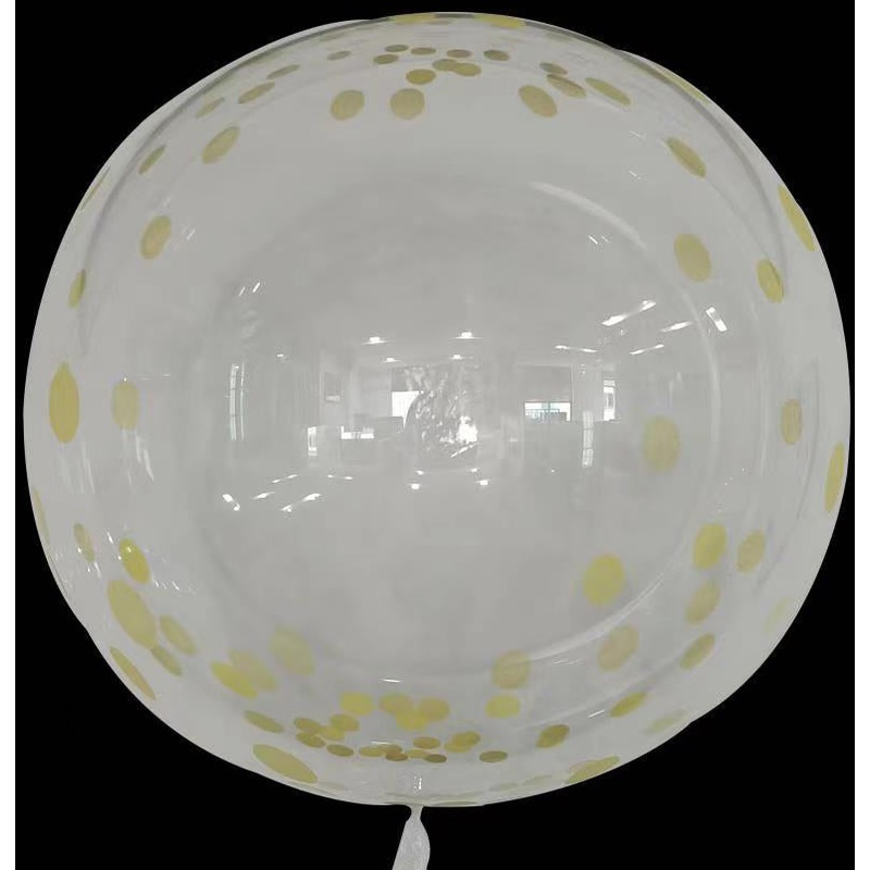 24" Dot Printed Bobo Balloon Pre Stretched Yellow (10 Per Bag)