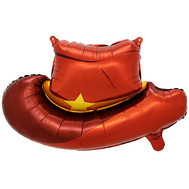 24" Red Sheriff Cowboy Hat Foil Balloon