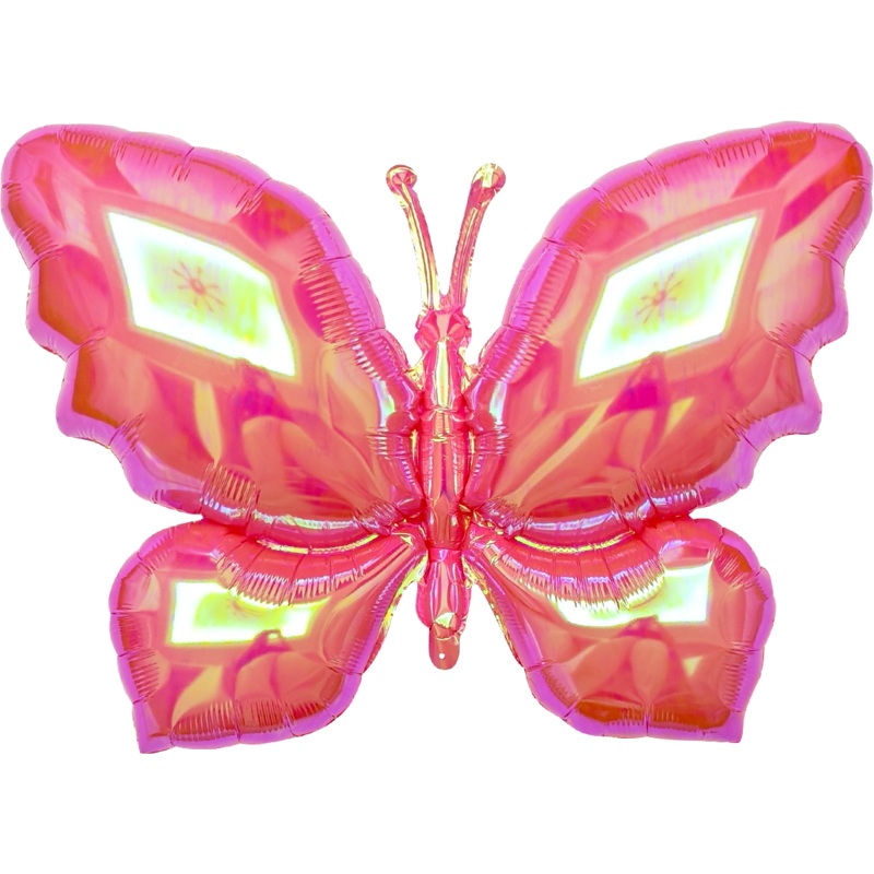 26" Airfill Only Iridescent Pink Butterfly Balloon