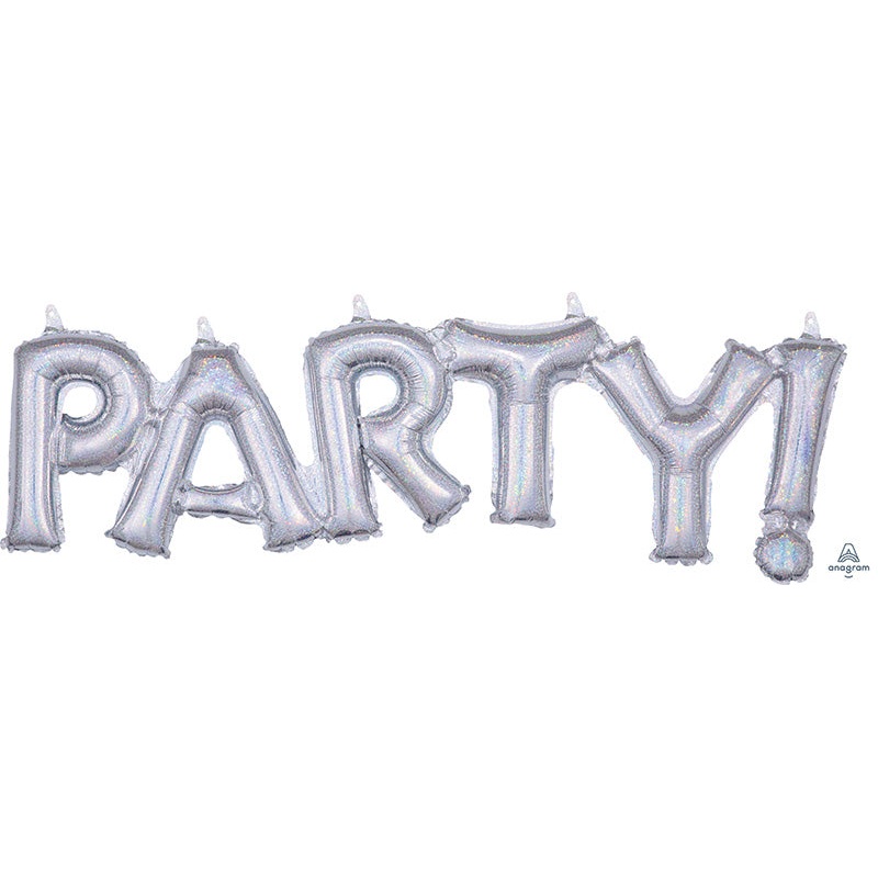 33" Airfill Only Block Phrase Party Holographic Balloon