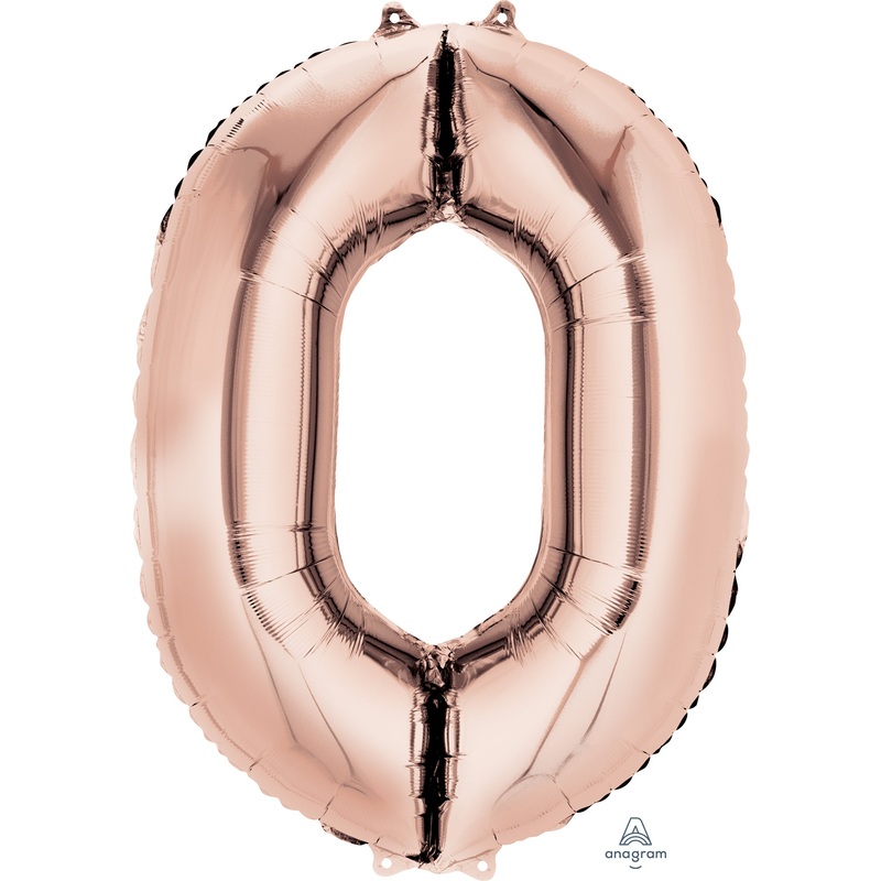 33" Jumbo Anagram Brand Number 0 Rose Gold Balloon