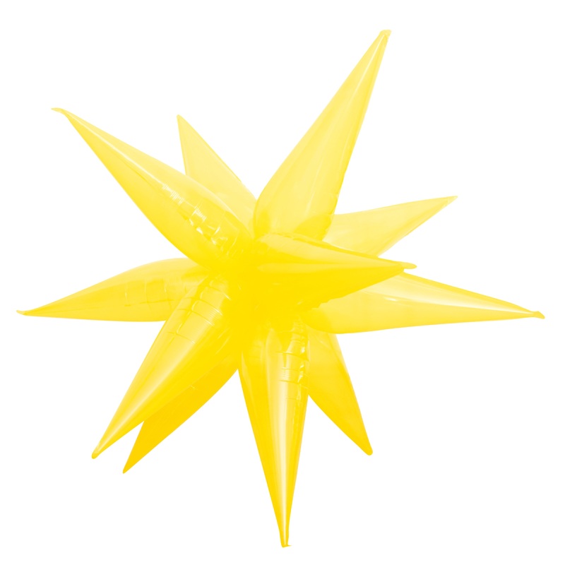 40" Airfill Decor Only Yellow Semi Transparent Crystal Starburst (12 Piece Kit) Balloon