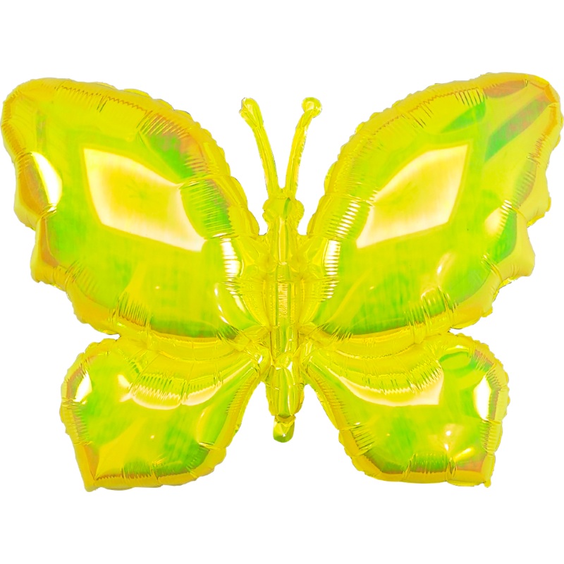 40" Airfill Only Iridescent  Yellow Butterfly Balloon