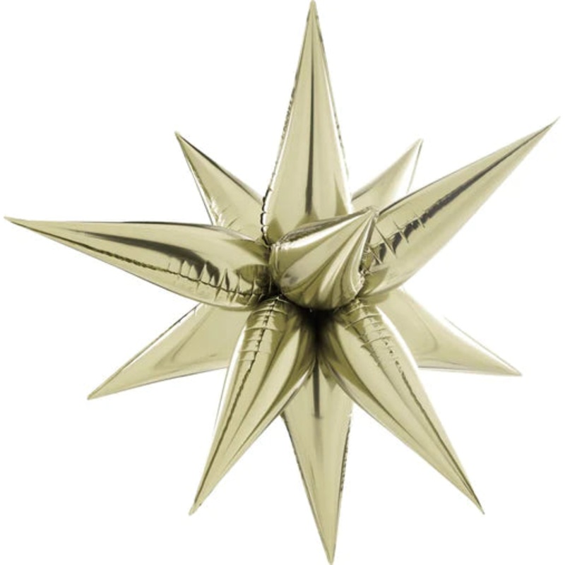 40" Decochamp Brand Starburst White Gold/ Champagne Foil Balloon