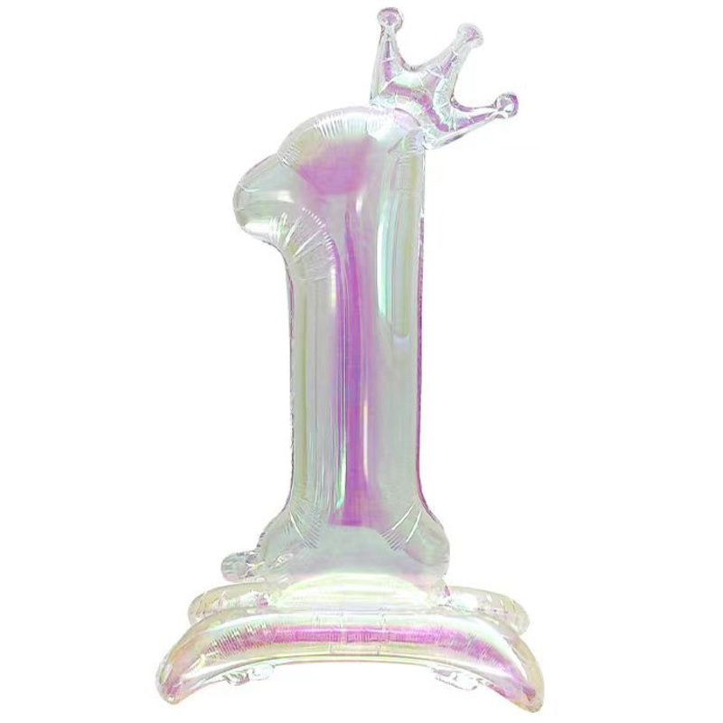 40" Iridescent Standing Number "1" With Crown Balloon