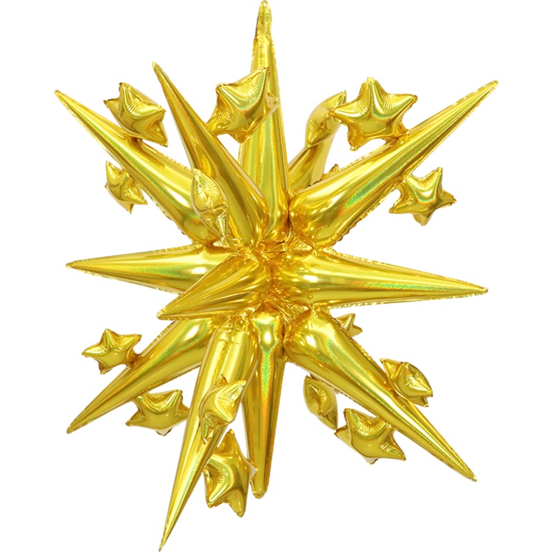 42" Holographic Gold Starburst With Star Foil Balloon