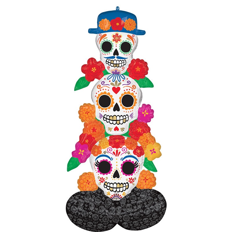 53" Consumer Inflatable AirLoonz Large Day of the Dead Bright Flores Foil Balloon